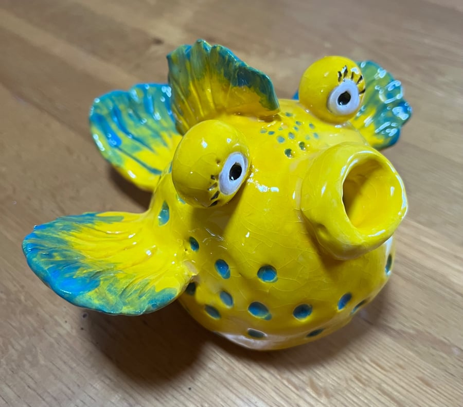 Quirky Handmade Ceramic Fish – Colourful Handbuilt Pottery Sculpture