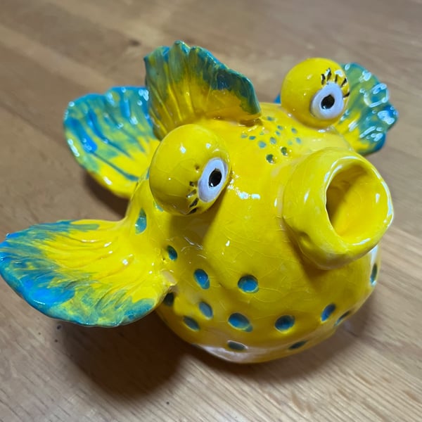 Quirky Handmade Ceramic Fish – Colourful Handbuilt Pottery Sculpture