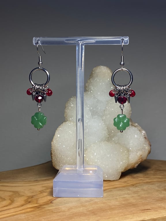“Crimson & Clover” inspired Earrings 