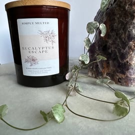 Eucalyptus Escape Wood Wick Candle, Crackling Wick Scented Candle