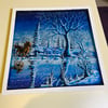 A hand painted and resin layered Winter Galloping horse scene by Andrew Jenkins 