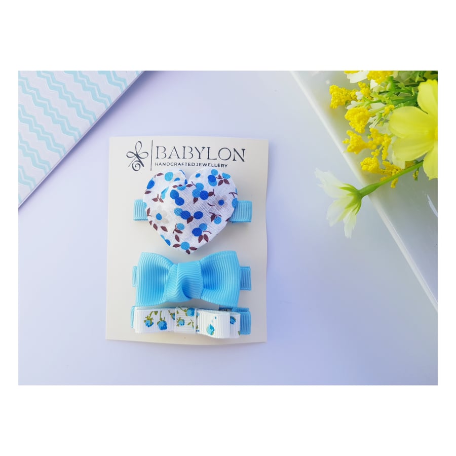 Handmade Toddlers Girls Baby Hair Clips, A set of 3