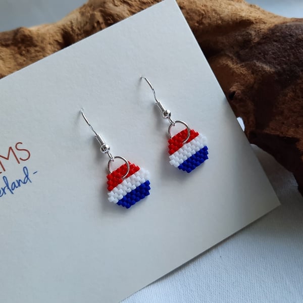 Beadwork Earrings in the Theme of the Dutch Flag