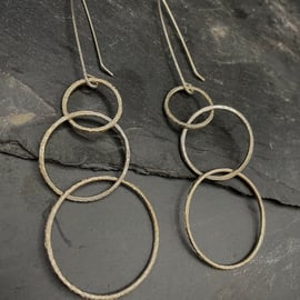 Large Interlocking Silver Loop Earrings 