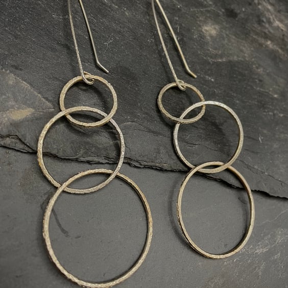 Silver Earrings-Large Interlocking Silver Loops