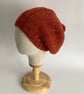 SLOUCH HAT  with pom-pom .'Delphine' . Wool blend .Russet .Tweed. - Image 2