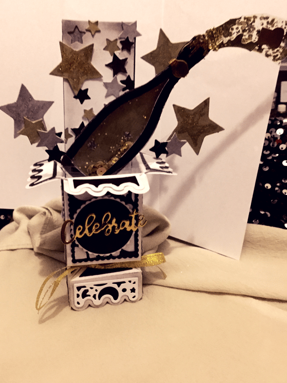 Handmade Celebration Luxury Prosecco Pop-Up 3D Card with Envelope