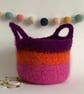 FELTED 'FUSSPOT' BOWL, desk tidy . Multicoloured . Bright. Stripes. - Image 1