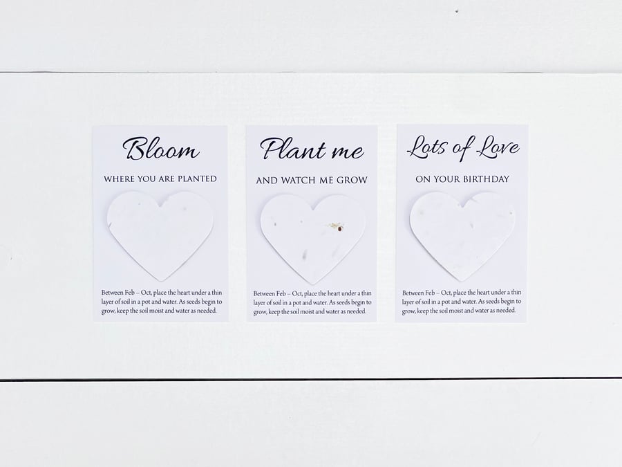10 Plantable Seed Heart Favour - Seeded Biodegradable Gift Favours