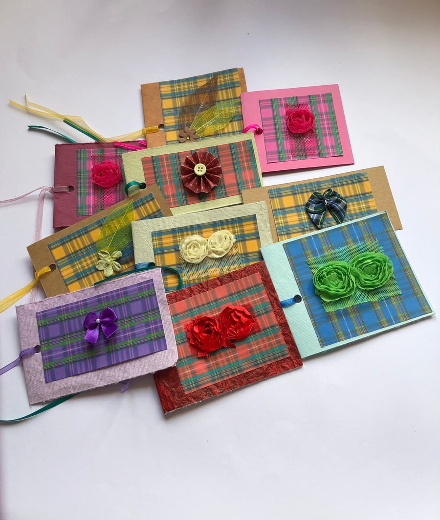 10 colourful tartan handmade gift tags