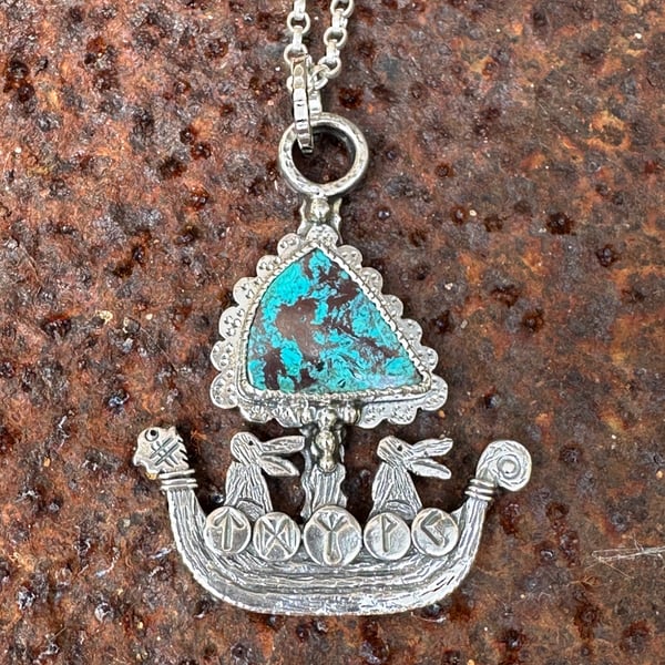 Hare Viking Ship Pendant