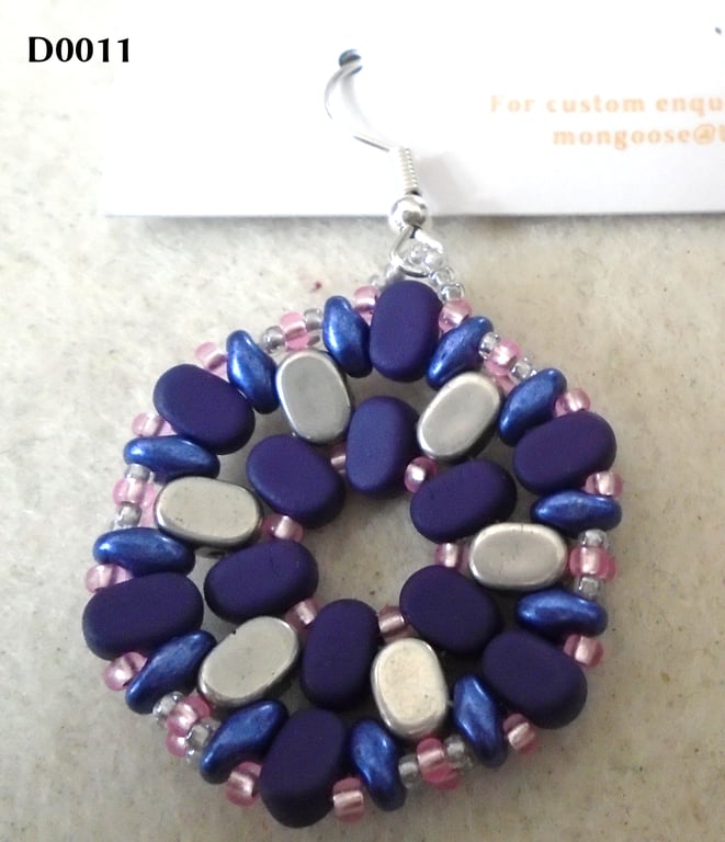 Hexagonal bead earrings (customisable)