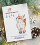 Personalised Fox and Robin Christmas Card, Watercolour Art, 2 Sizes - Image 3