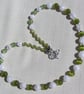 Crackled Clear Quartz & Green Peridot Gemstone Statement Beaded Necklace - Image 3