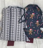 Set of two Christmas tree drawstring, reusable gift bags. Blues - Image 3