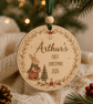 Personalised Baby's First Christmas Wooden Bauble – Arthur Rabbit Woodland Keeps