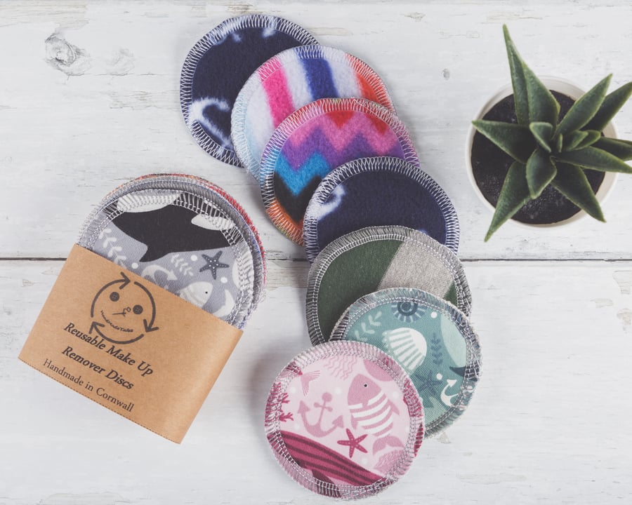 Reusable Make Up Pads, Pack of 7, Handmade in Cornwall, Zero Waste, 7.5 cm
