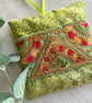 Handmade lavender bag with batik and embroidered trim, scented gift