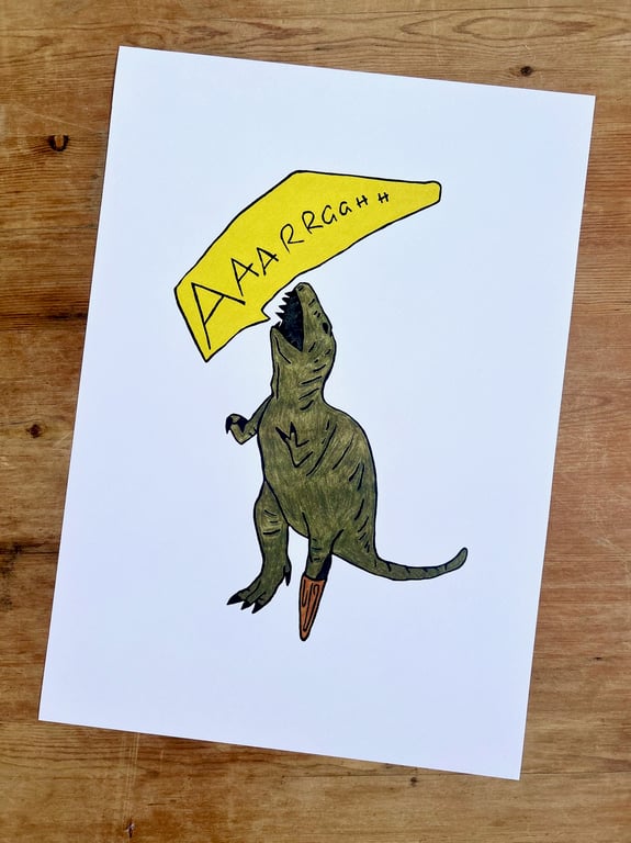 Dinosaur print - T-Rex print - Pirate Print - Dinosaur gift - Dinosaur present 