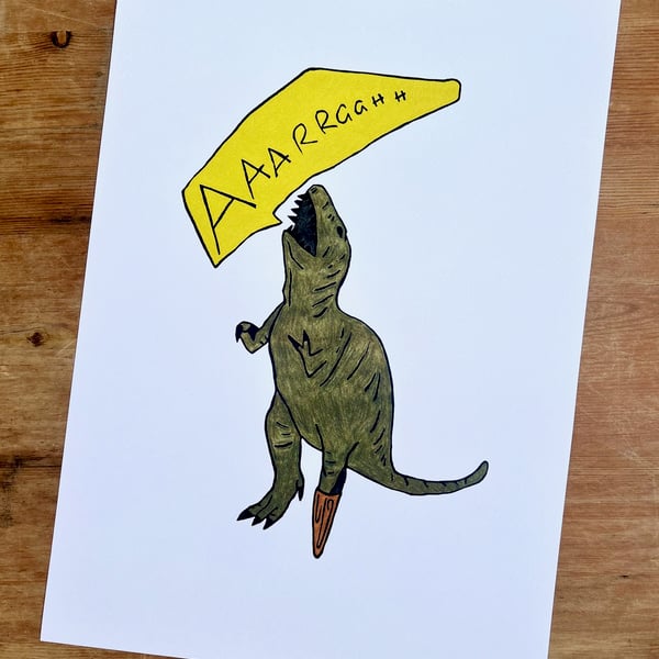 Dinosaur print - T-Rex print - Pirate Print - Dinosaur gift - Dinosaur present 