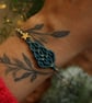 Macrame Christmas tree bracelet in teal and gold - Image 1
