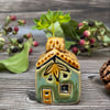 Summer Seconds Ceramic Mini House with Chimney - Green and Honey