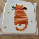 Handmade Unique Hand-Stitched Cat Card - Keepsake personalisation available  