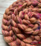 Recycled wool sari silk blend spinning fibre 100g Rose Gold  - Image 2