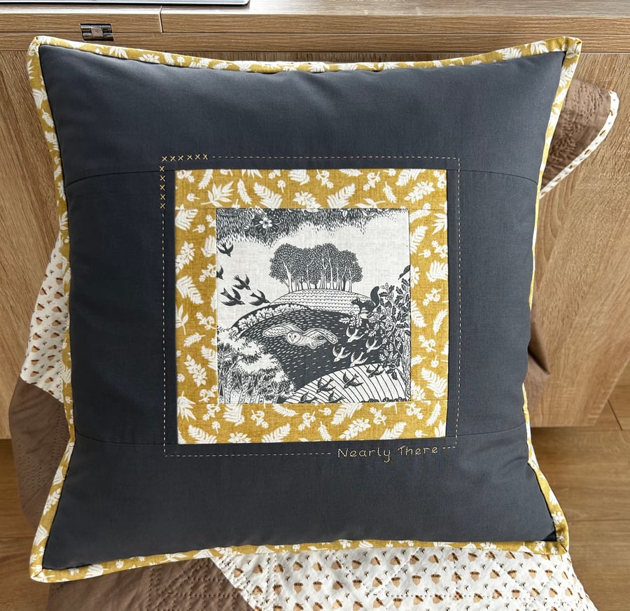 Nearly There handmade cushion depicting the famous trees of Cookworthy.