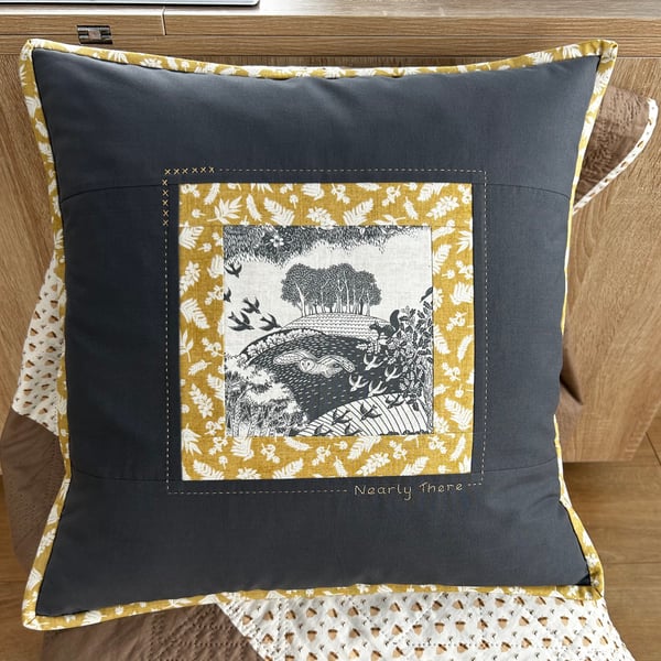 Nearly There handmade cushion depicting the famous trees of Cookworthy.
