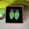 Leaf and Wooden Half Earrings 