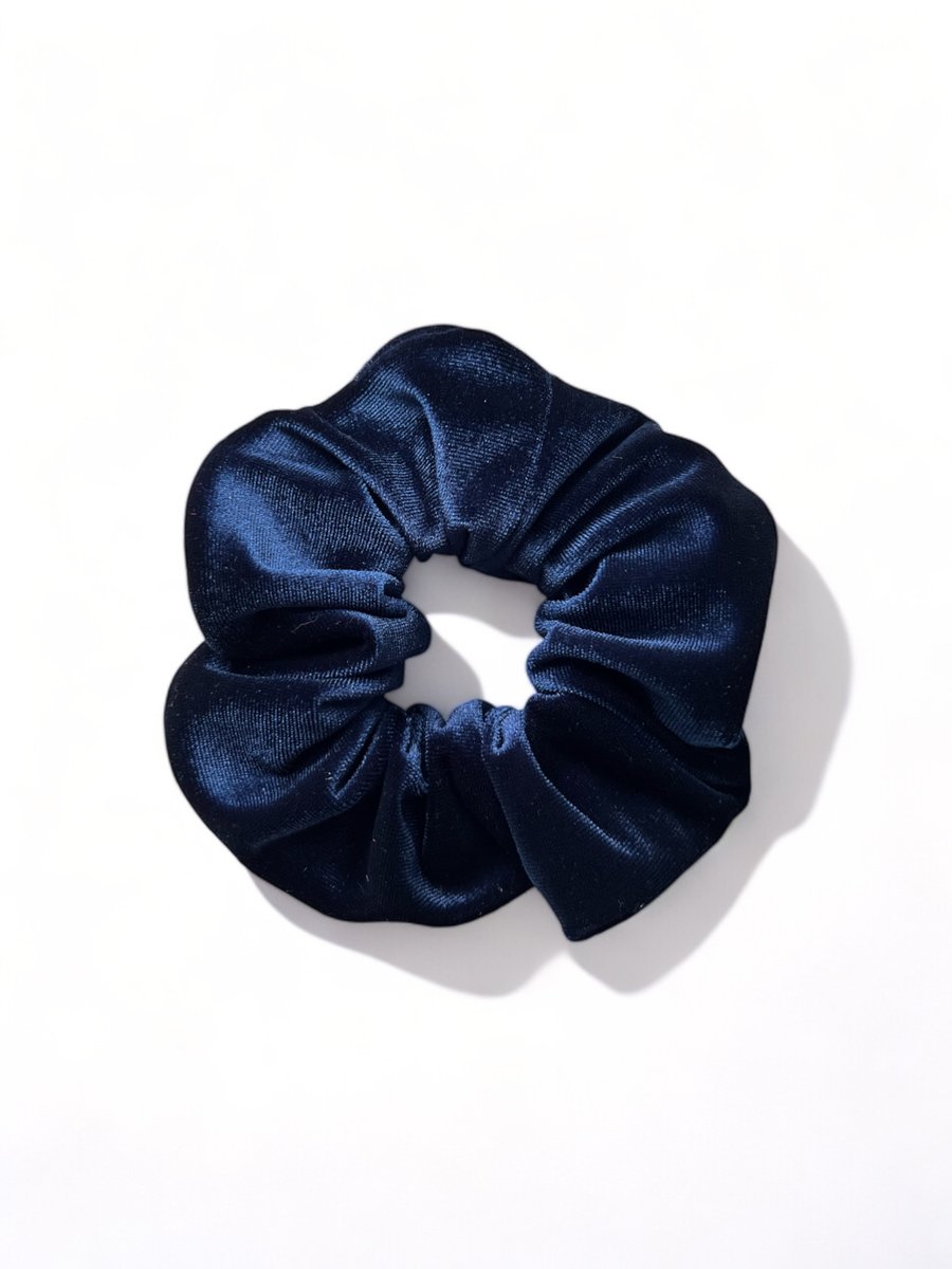 Midnight Blue Velvet Scrunchie - Large 