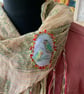 Handmade and hand painted fabric pin brooch with love bird design  - Image 4