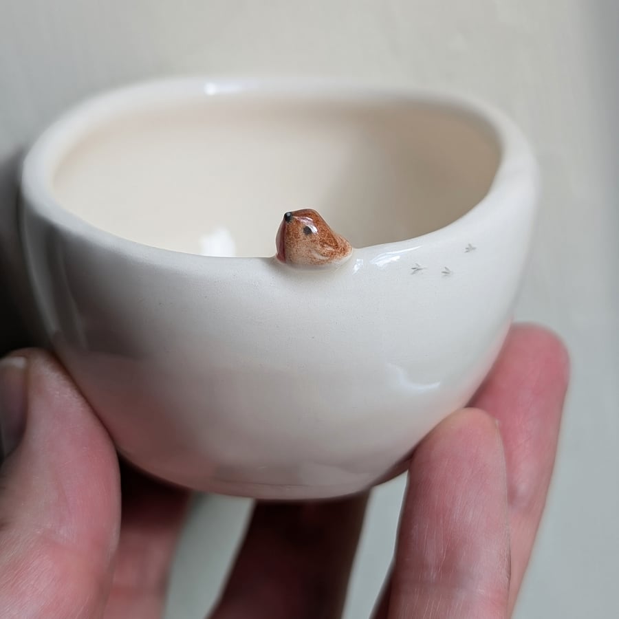 Private order for V . 4 ceramic handmade robin tealights.