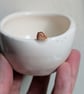 Ceramic handmade tealight robin & birdprints pottery candle holder  - Image 1