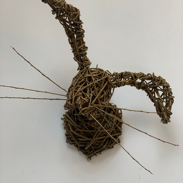 Willow sculpture hare, rabbit head 