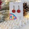 Red Glitter & Bar Stud Earrings 