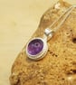 Tiny Amethyst Pendant necklace with studded edge - Image 3