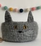 FELTED 'FUSSPOT' BOWL, desk tidy . Cat. Charcoal Grey. Home decor.