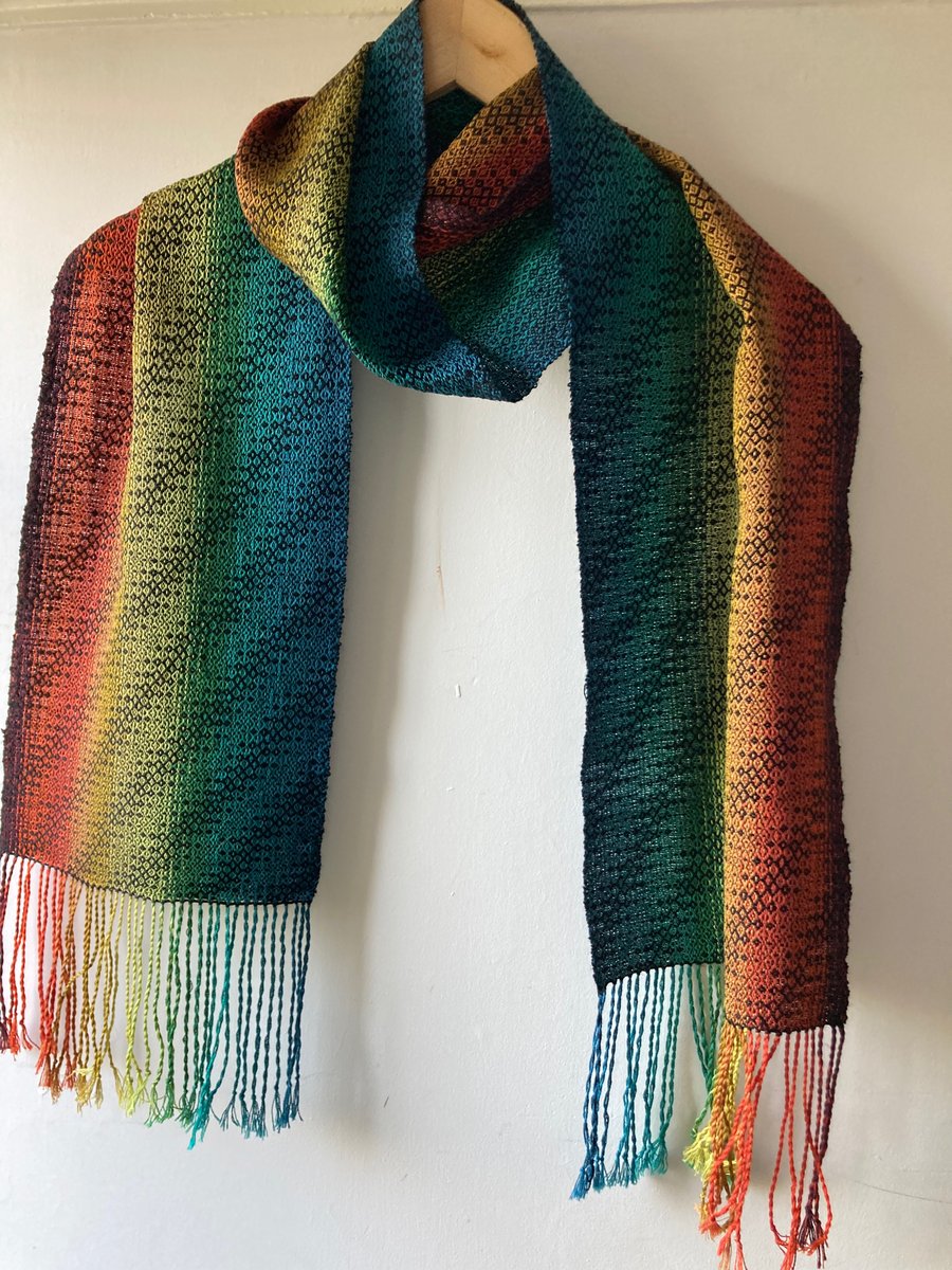 Wye Kingfisher II Merino and Cotton Handwoven Scarf