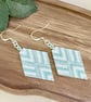 Handmade Beadwork Earrings in Turquoise, White & Silver with a Chevron Design - Image 5
