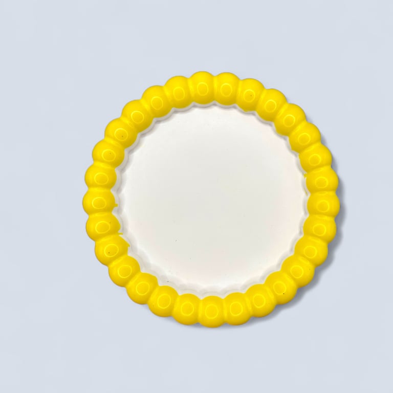 Yellow and White Bubble Edge Round Trinket Tray 13 cm Catchall Dish