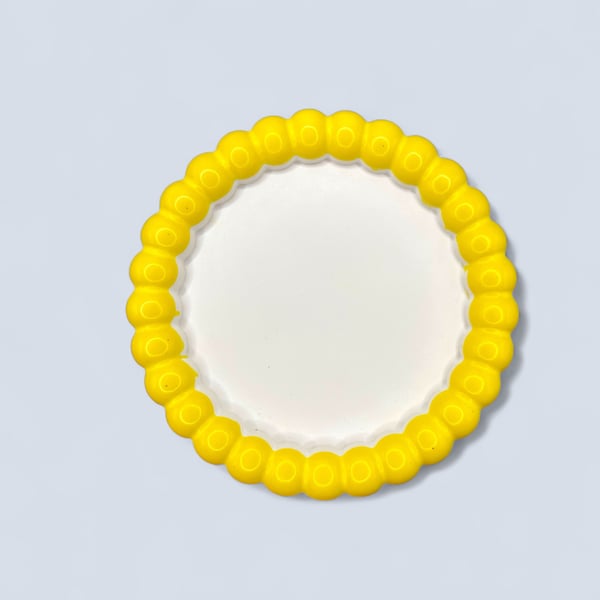 Yellow and White Bubble Edge Round Trinket Tray 13 cm Catchall Dish