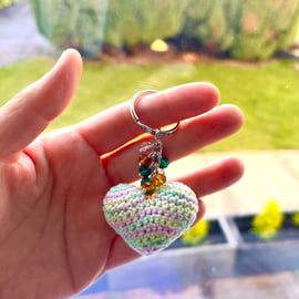 Microcrochet Marshmallow Heart Keyring 