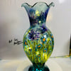 A hand painted and fired glass vase by Andrew Jenkins 
