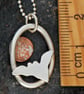 Recycled Silver and Copper Textured Bat and Moon Pendant Necklace - Image 4