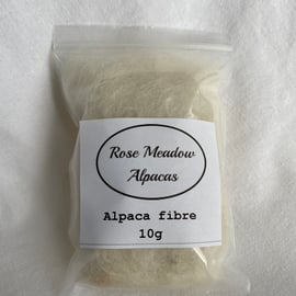 10g white alpaca fibre