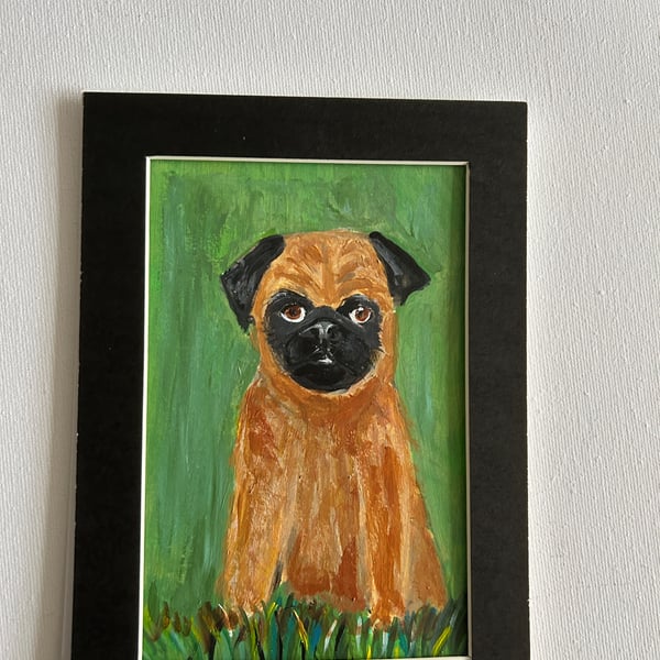 Pug portrait. Acrylics 5x7" original 