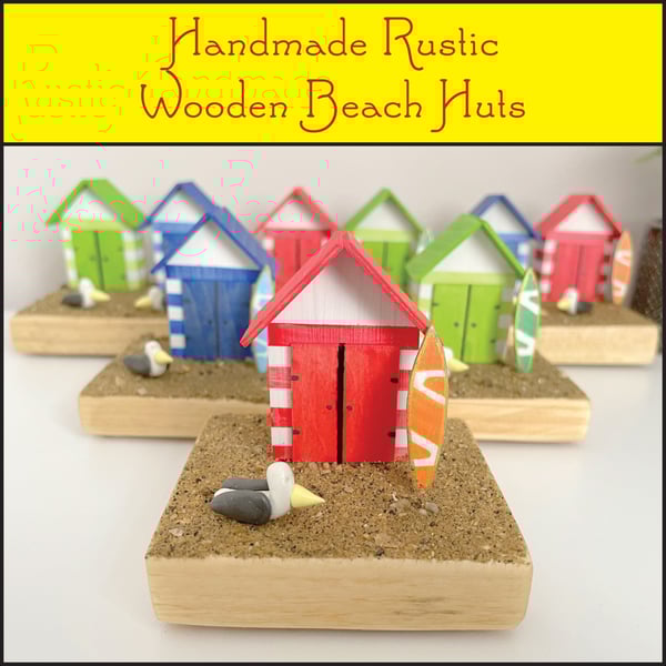 Rustic wooden Beach Huts - Handmade Christmas Gifts
