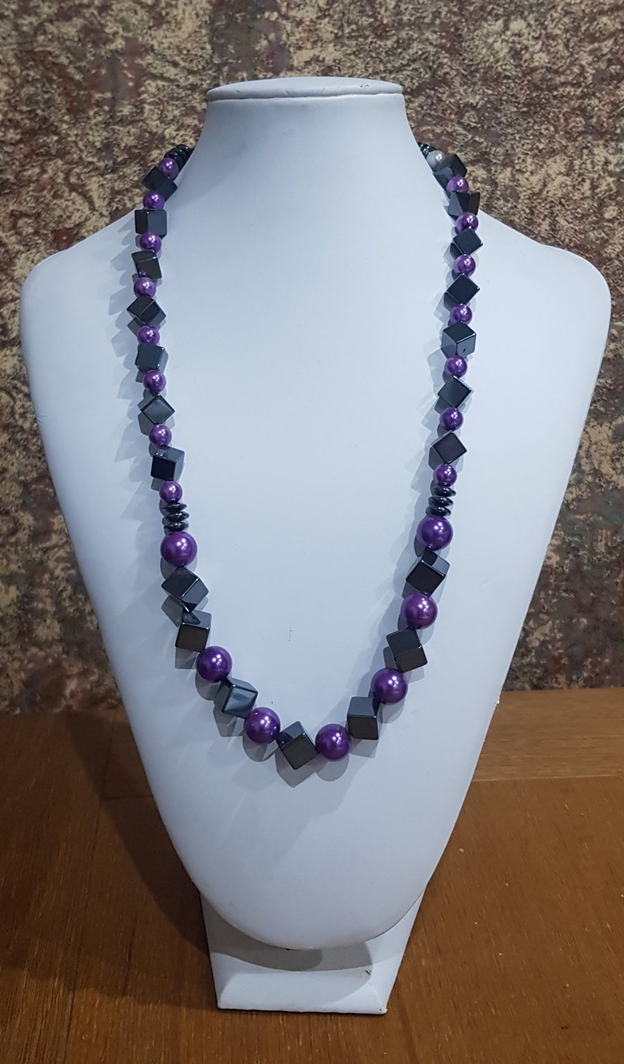 Bold Hematite and Glass Pearl - Purple